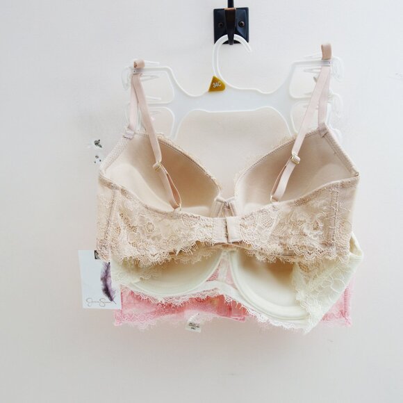 Jessica Simpson 3-Pack Lace Push up Bras Set Eyelash Pink Cream Beige (34C) NWT! - Picture 5 of 10